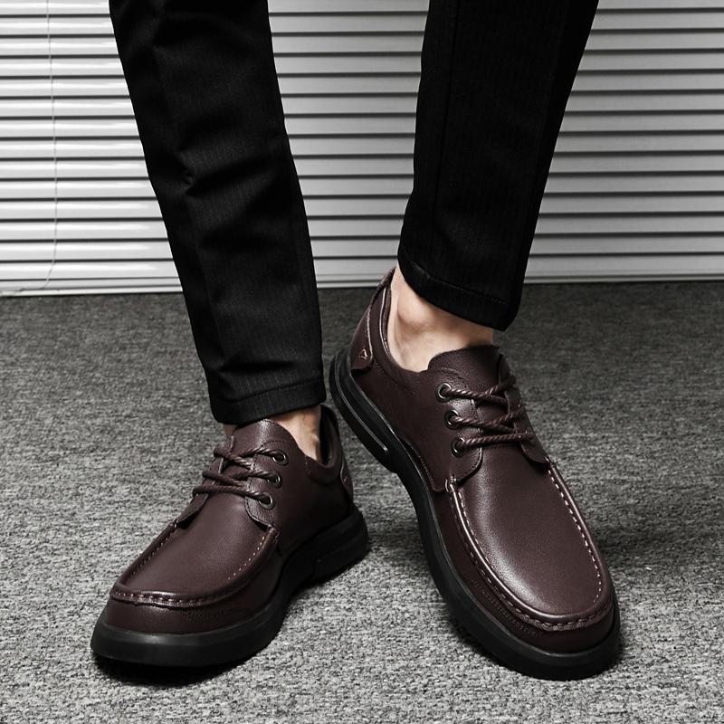 Boty z pravé kůže Pánské Ručně vyráběné Slip On Business Neformální kožené boty Klasické měkké prodyšné pánské boty ploché