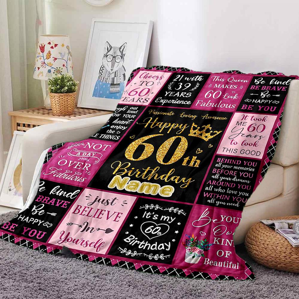 60Th Birthday Celebration Quotes And Wishes For A Fabulous Milestone Throw Blanket Text Ultrasoft Great For Sofa Couch Office Bed Picnics Allseason