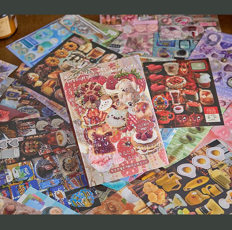 Glimmering Memories Retro Japanese Die-Cut Sticker Book for DIY Collage and Journaling