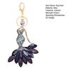 Keychain Pendant 3D Electroplated Mermaid Design Sparkling Rhinestones Inlaid Key Chain with Lobster Clasp Key Ring Bags Accessories