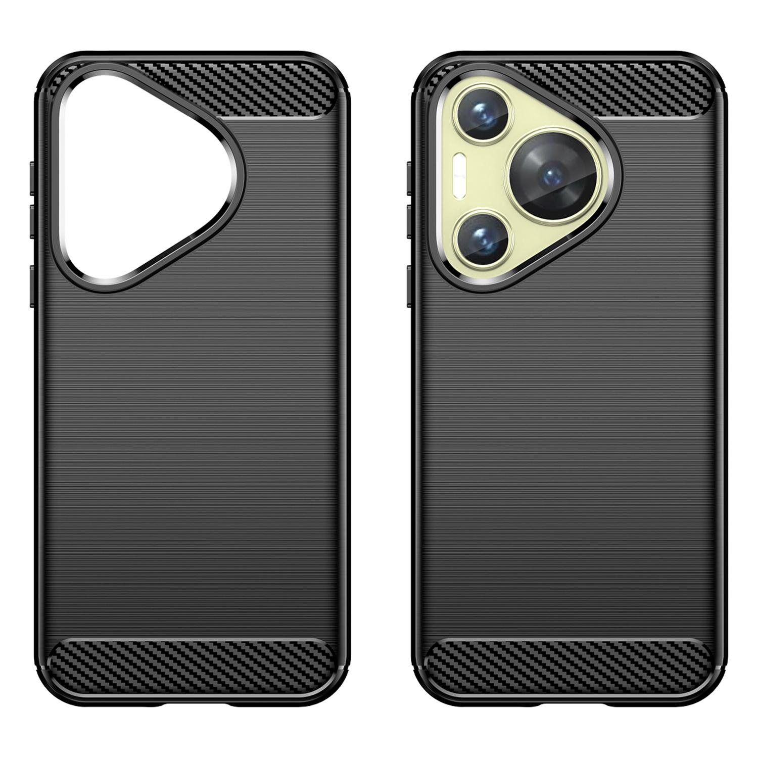 

For Huawei Pura 70 Case Carbon Fiber Texture TPU Phone Cover Black