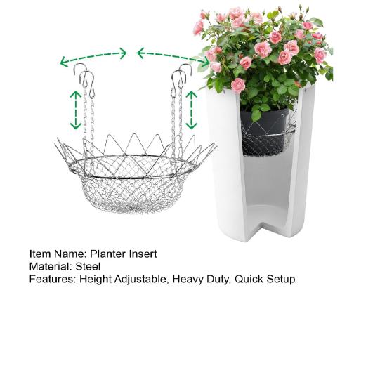 Pflanzeinsatz-Erhöhung Verstellbare Pflanzen-Erhöhung Innen für Blumentopf Robuste Blumentopf-Erhöhung mit Hakenketten für 12-18 Zoll breite Öffnung Hohe Pflanzentöpfe