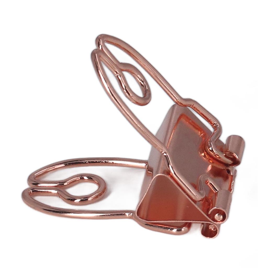 30 Pcs Binder Clips Cute Rose Gold Horn Pattern Handle Metal Small Binder Clips Office File Clips With Storage Box