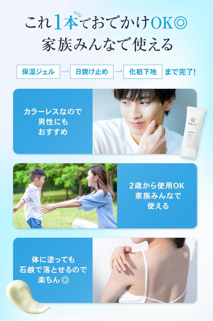 Von 2 NALC Sonnencreme-Gel für empfindliche Gesichtshaut und 60g x 2 [Set Sonnencremes] Haut, Kinder, Körper, LSF50+ LSF50+ PA++++, Wasserfest,