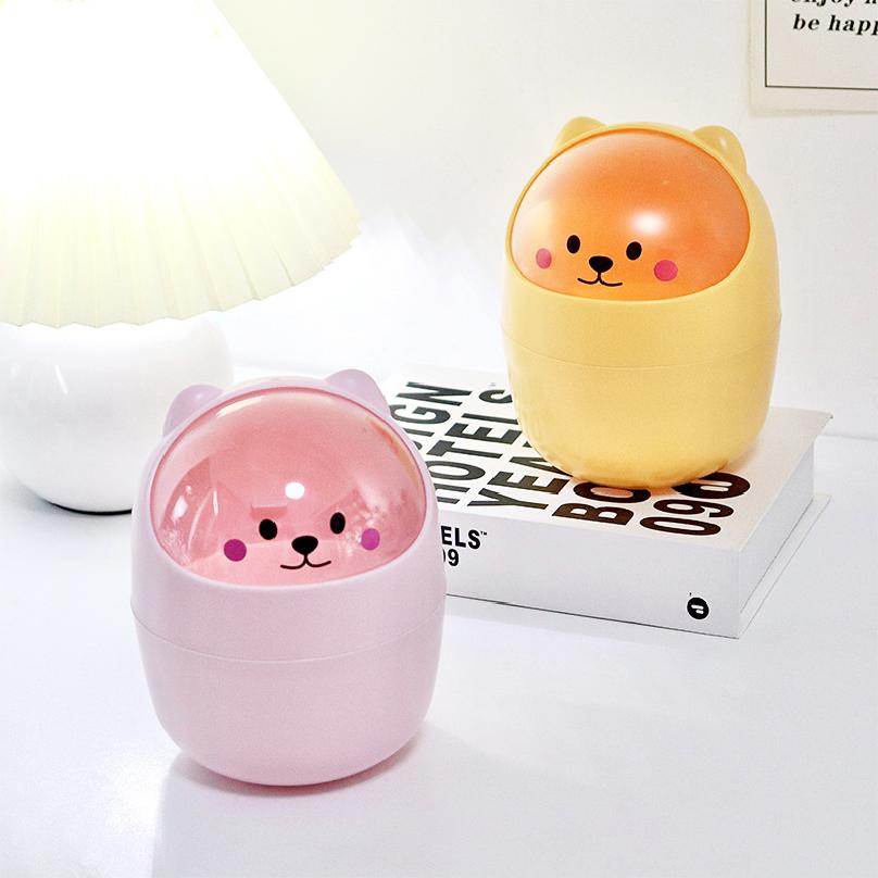Ins Style Kreativer süßer Home-Desktop mit Deckel Mülleimer Kleine Mini Kawaii Schlafzimmer Schreibtisch Aufbewahrungsbox Stifthalter Geben Sie einen Aufkleber