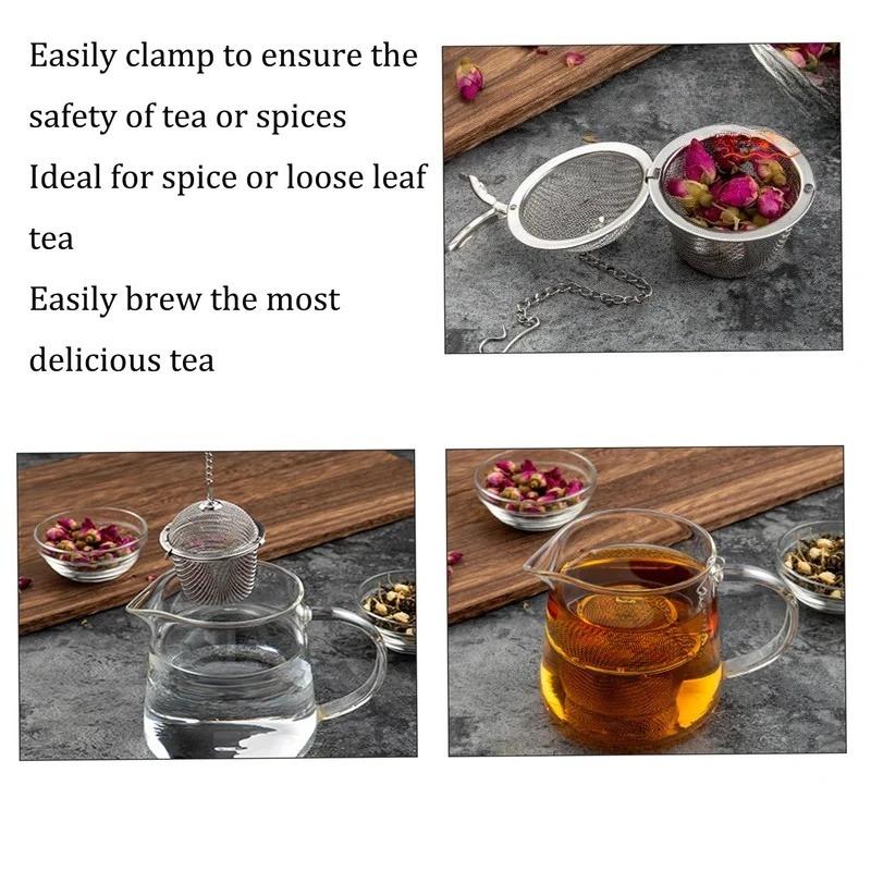 Tea Spice Strainer Seasoning Ball Mesh Herbal Ball Stainless Steel Teakettle Locking Tea Filter Reusable Diameter Tea Diffuser