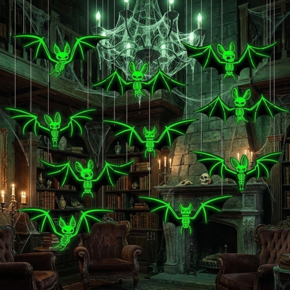 PP Material Bat Stickers Fluorescent Luminous Decor Spooky Hanging Ornaments Ceiling Decor