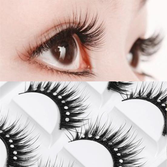 Shiny Rhinestone Fiber False Eyelashes Thick Long Natural Lashes Extensions