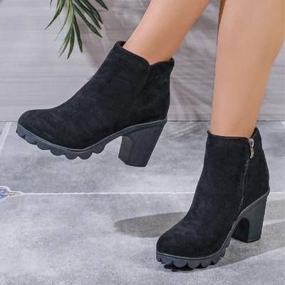 Cizme cu platformă pentru femei de modă Botine de damă de toamnă Moda elegante din piele intoarsa artificiala Elegante concise in culori solide Botine cu toc inalt