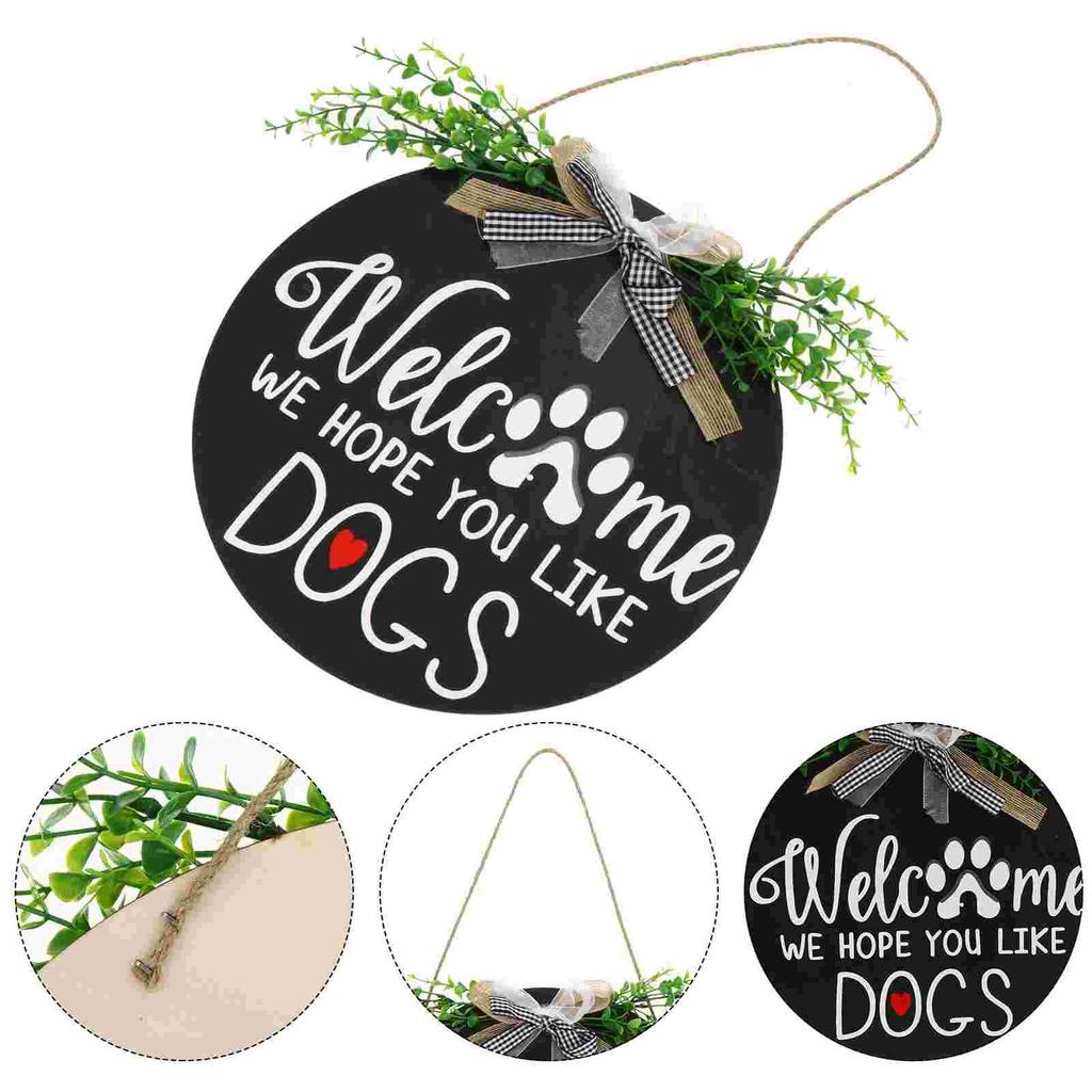 House Number Flower Wreaths for Front Door Emblems Decor Round Pet Pendant Delicate Welcome Sign Board Tag Decorate