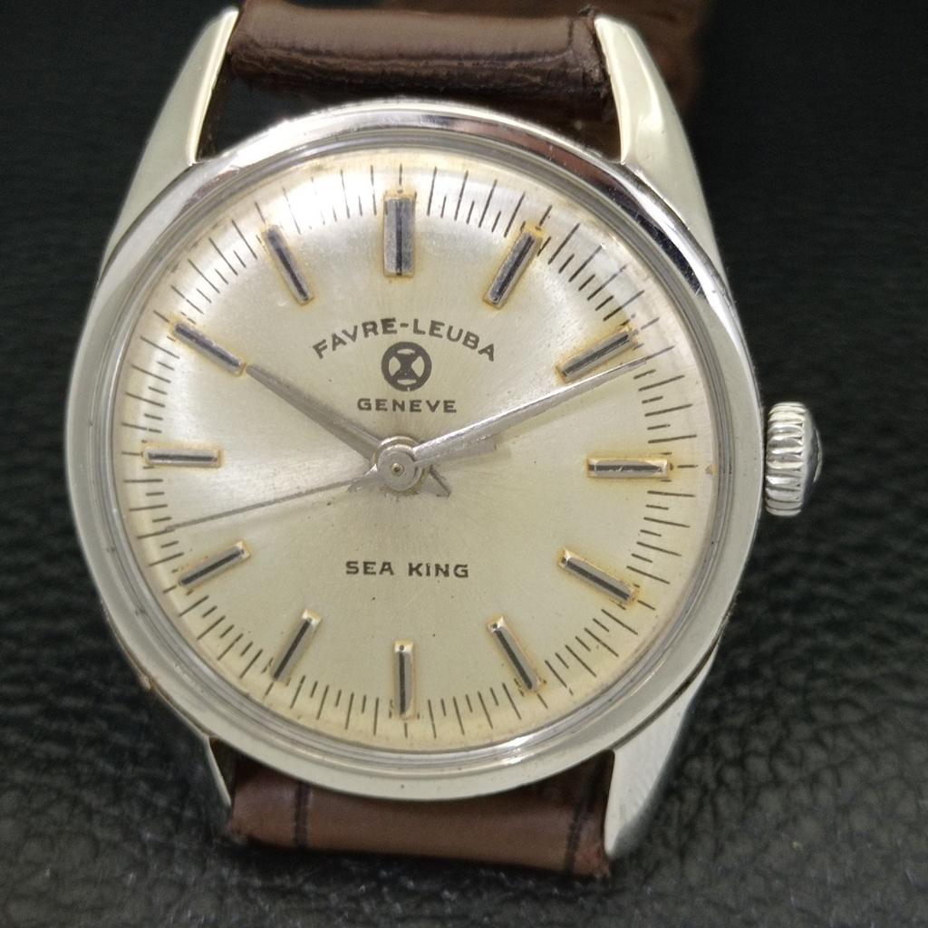 FAVRE LEUBA SEA KING HAND-WINDING VINTAGE SWISS MENS SIGN CASE WATCH a702032-5 R208-a702032