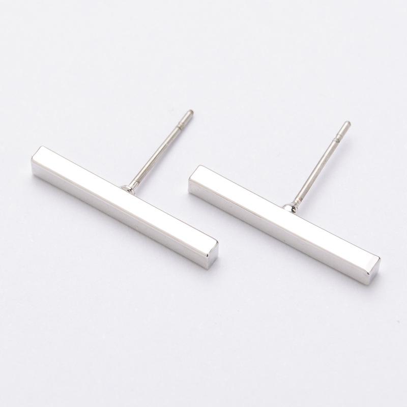 Trendy Bar Shape Women's Small Earrings Mini Ear Jewelry Gold Silver Vertical Bar Simple Design Stud Earrings