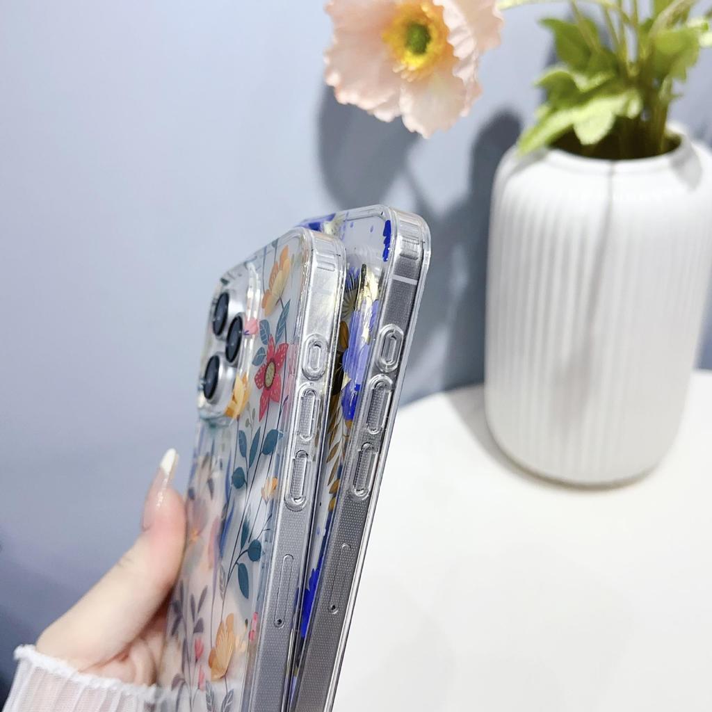 Anti-Fall Transparent Flower Case for iPhone 17 Pro