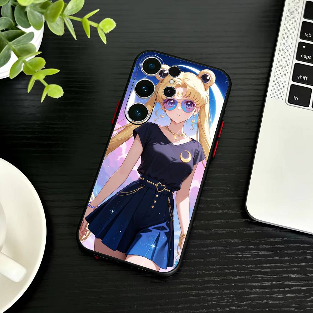 Cartoon S-Sailor M-Moons Phone Case For Samsung S26,S25,S24,S23,S22,S21,S20,Plus,Fe,Lite,Others Black Cover