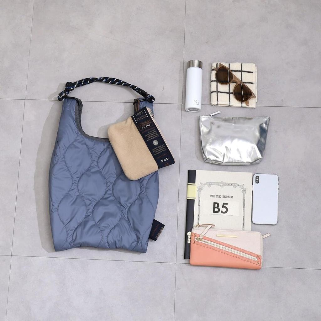 Cuco Original Pattern Tape Quilted Market Style Bag 2553111207 Blue (370)