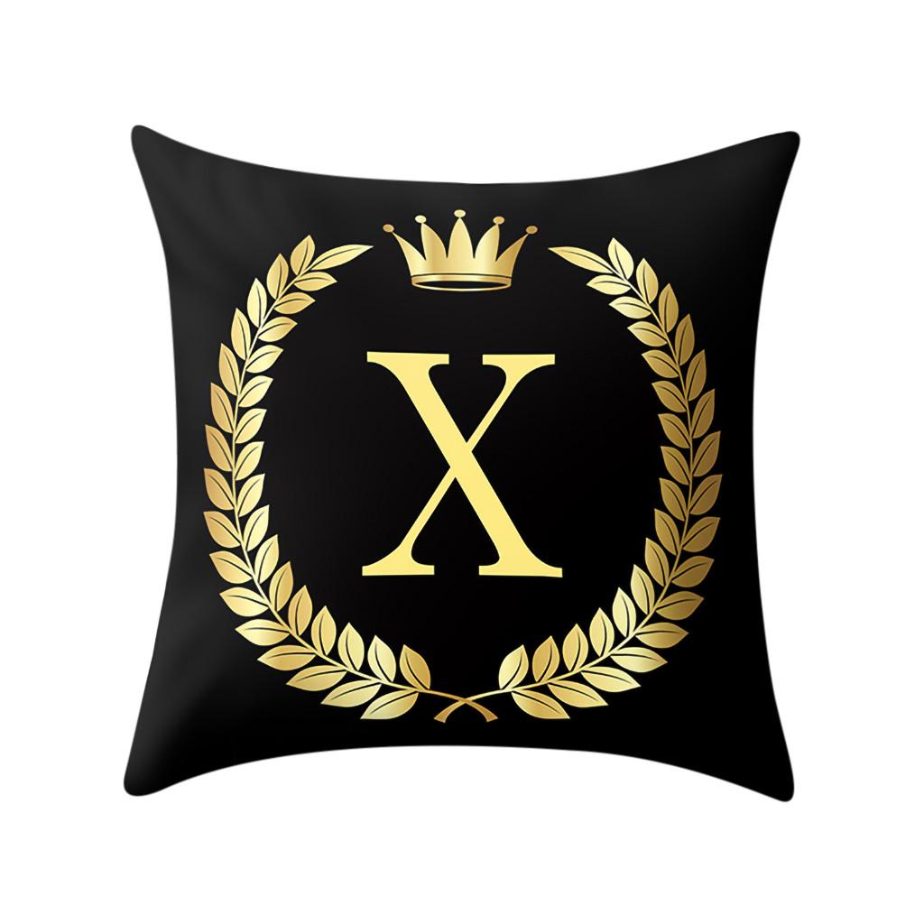 Pillow Cover Black and Gold Letter Pillowcase Sofa Cushion Cover Home Decor