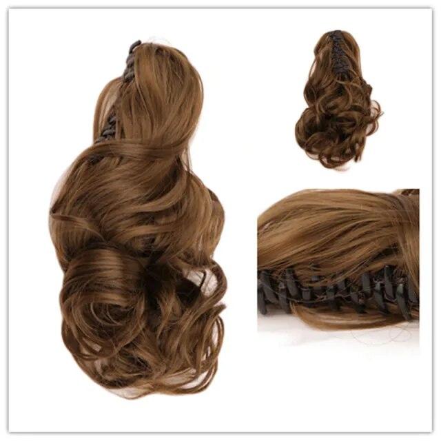 Synthetic Wavy Claw Clip In Hair Extension Pony Tail Heat Resistant Natural Wave False Hairpiece
