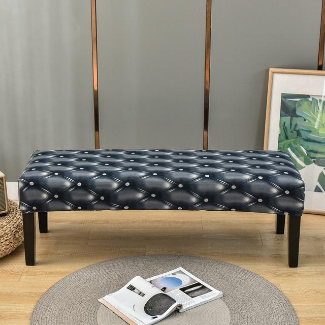 

Stretch Printed Bench Cover Used For Dining Space Bedroom Living Home Elasticity Anti -Dirty Long Dining Seat Covers Piano Makeup Stool Case 1 piece