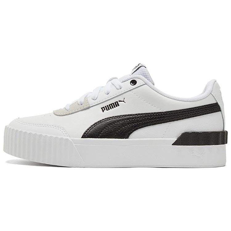 Puma Carina Lift Two-Layer Leather Casual Comfortable Low-Top Sneakers Women sneakers Black White Gray 373031-16