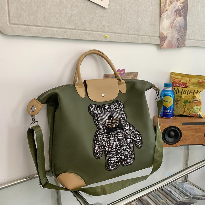 Tote bag Travel bag Diamond bear Oxford cloth bag Casual large bag Men's bag Women's bag Handheld shoulder messenger bag Student