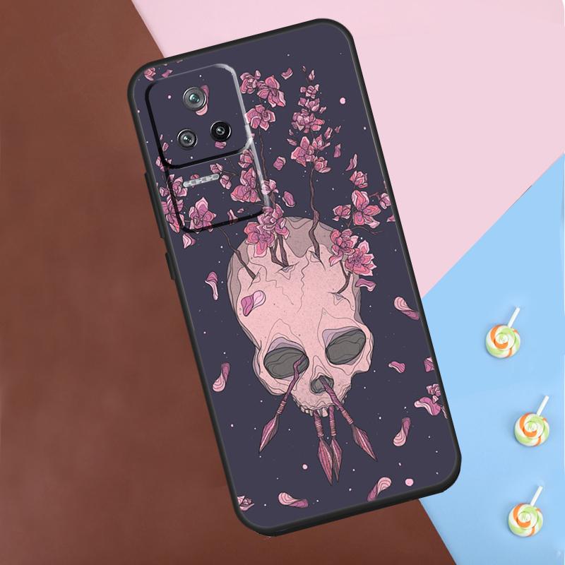 Gothic Floral Skull Case For Xiaomi 13T 14 Pro 11T 12T 12 13 Lite POCO X6 X3 X4 X5 Pro F3 F5 M5s M6 Pro Cover