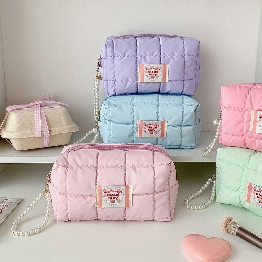 Pen Bag Korean Pencil Case with Pearl Lanyard Pencil Pouch Stationery Holder