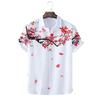 Mode Männer Plum Blossom Print Revers Shirts Casual Sommer Kurzarm T Tops