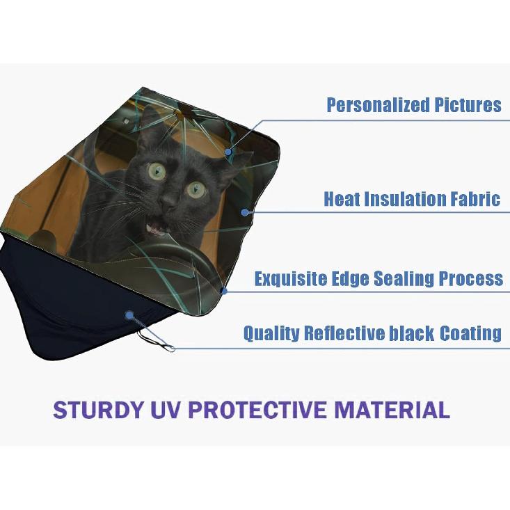 Cat Car Windshield Sun Shade Foldable Sunshade Front Window Cover Sun Visor Protector Accessories (59X27.5 Inches)