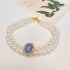 Pet Necklace Sparkling Rhinestone Pet Fake Pearl Collar Stylish Double Layered Dogs Cats Necklace Pet Supplies