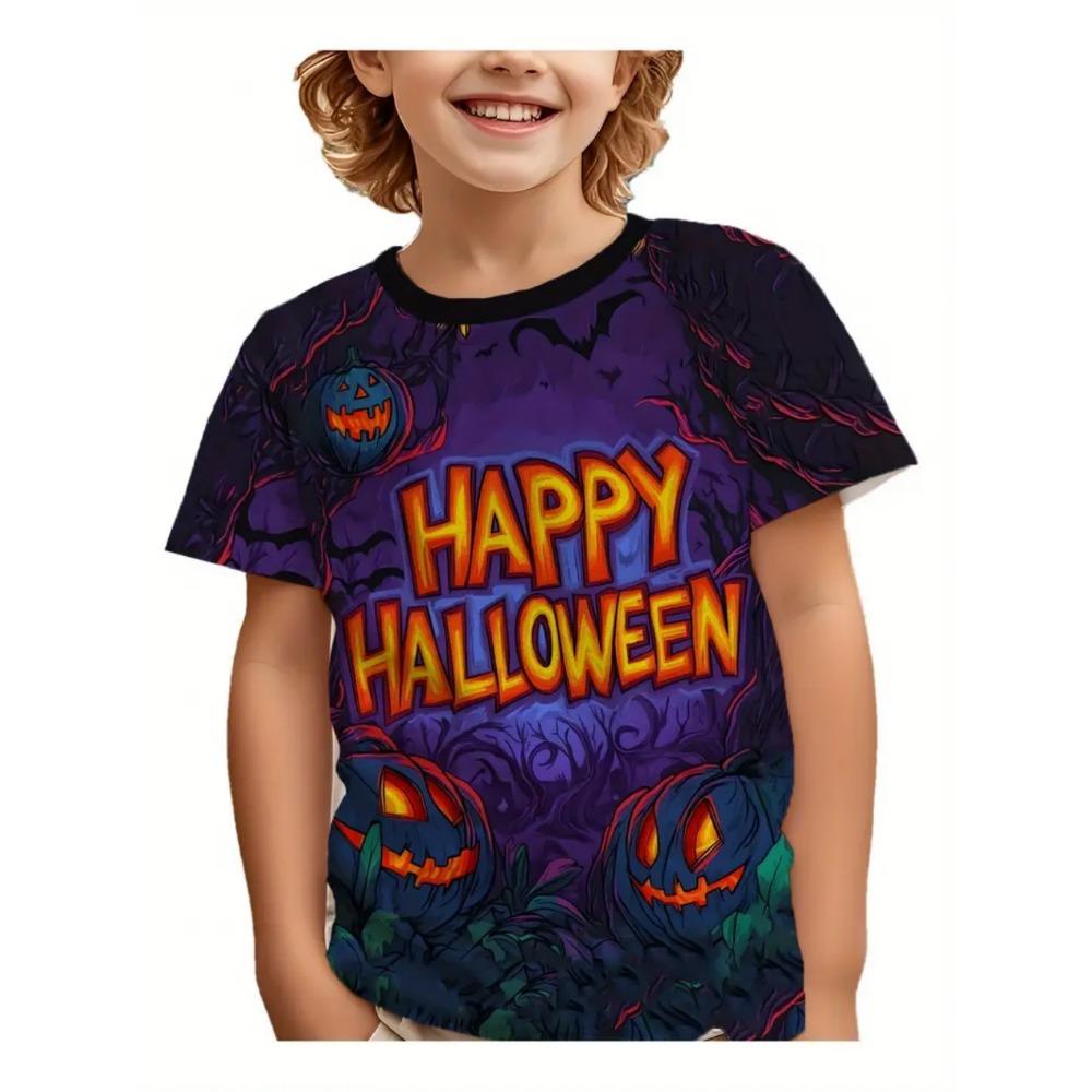 Children T Shirt Halloween 3D Printed Pumpkin T-Shirt Fashion Comfort T Shirt Casual Short Sleeve Tops Tees Children s Clothing 100