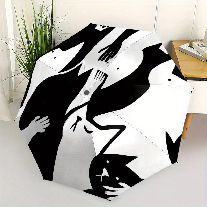1pc Cat Family Automatic Open 8-Rib Windproof Umbrella, Travel & Commuting, Suitable for All Seasons