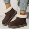Winter new leather women's snow boots solid color retro versatile sleeve feet medium tube thick velvet warm cotton shoes women
