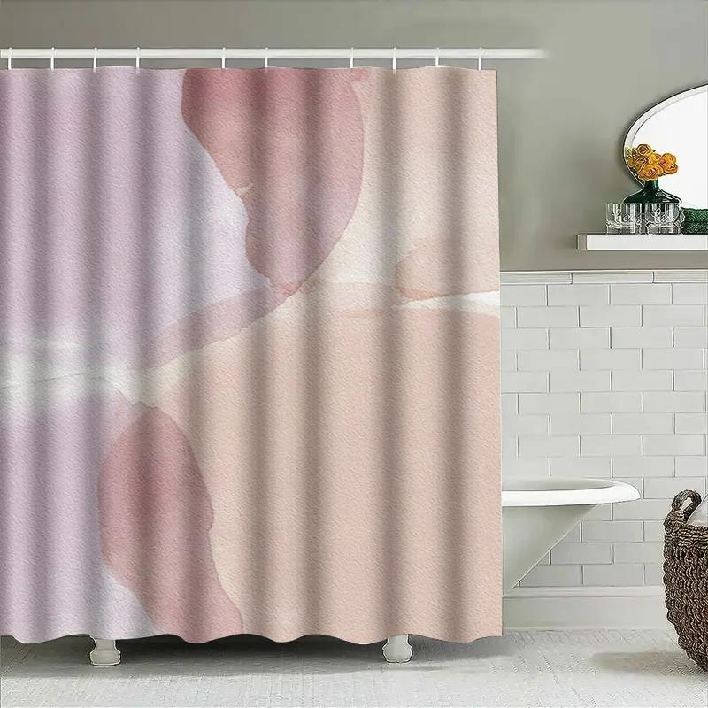 Watercolor Style Bath Shower Curtain Pink White Blush Watercolor Print Modern Bathroom Decor Set For Bathtub Or Handheld Use