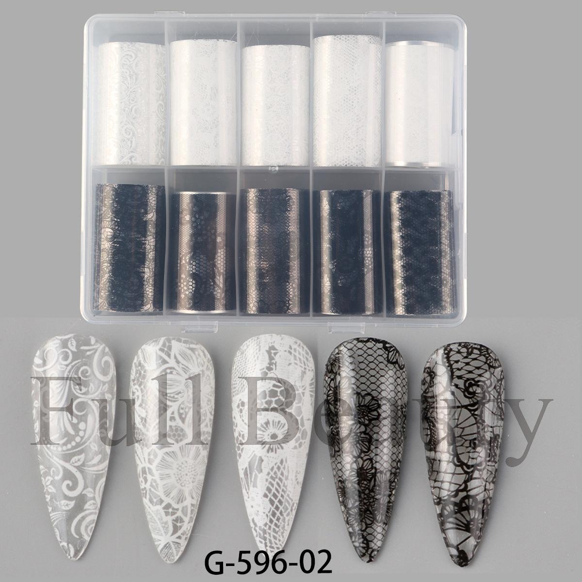 

New manicure star paper Spice Girl black and white lace transfer star paper nail decoration