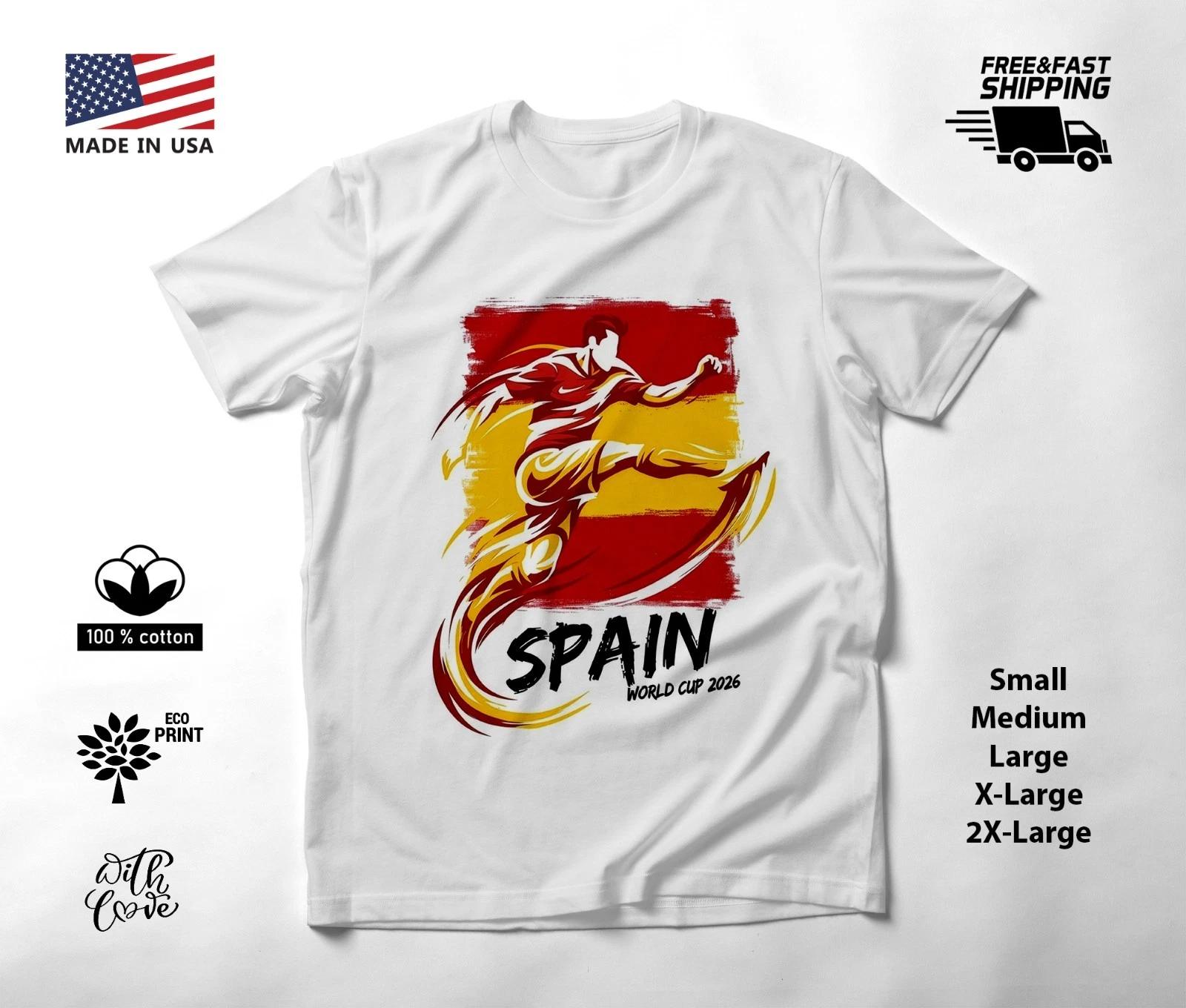 SPAIN - NEW World Cup 2026 Football Soccer Fans T-Shirt Tee Shirt XS
