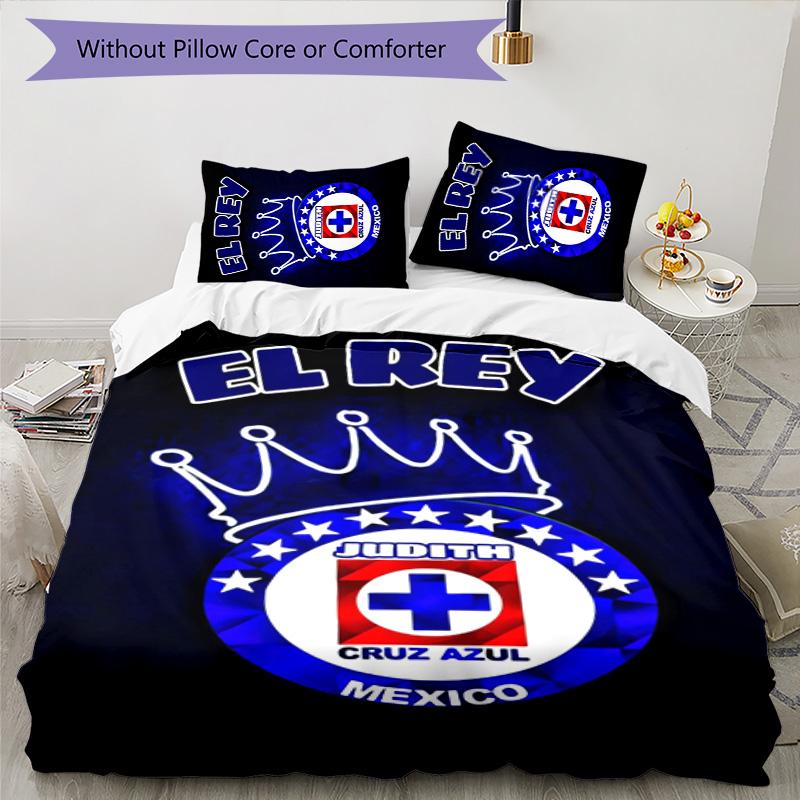 Cruz Azul Themed 3pcs Bedding Set Duvet Cover Closure Includes 1 Duvet Cover & 2 Pillowcases for All Seasons Bedroom Home Dorm Decor