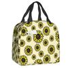 Sunflower With The Light Of Stars Insulated Lunch Tote Bag for Women Floral Cooler Thermal Food Lunch Box Kids School Children