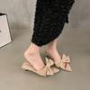 High-heeled Pointed Fairy Wind Small Cool Slippers Women's Shoes Wear 2025 New Summer Bow Temperament Sandals