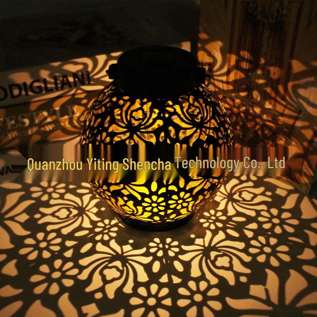 Ghirlande Luminoase Solare LED Transfrontaliere: Decor suspendat din fier forjat gol pentru peisaj de curte exterioară