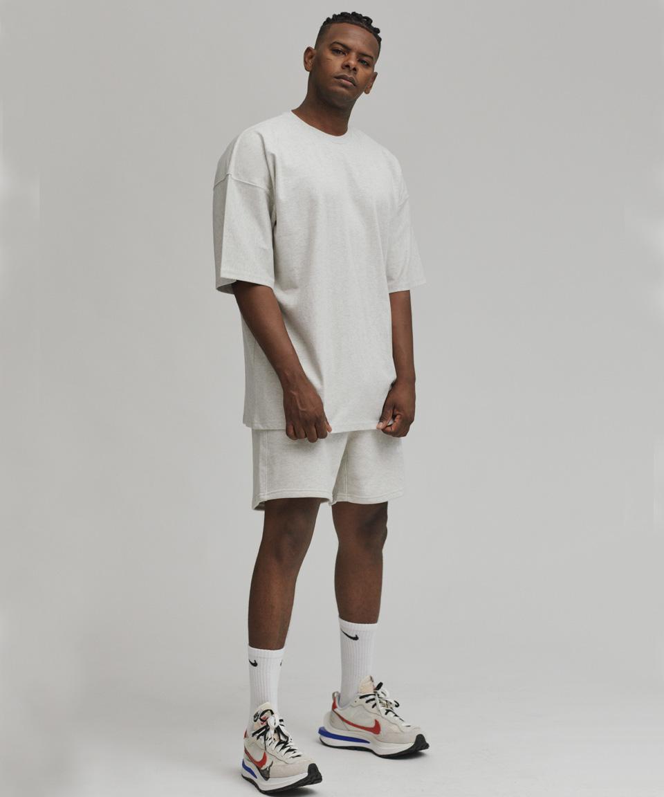 Adent Soul [Set] Semi-Overfit Short Sleeve / Hard Terry Coated Shorts (Oatmeal) Xl
