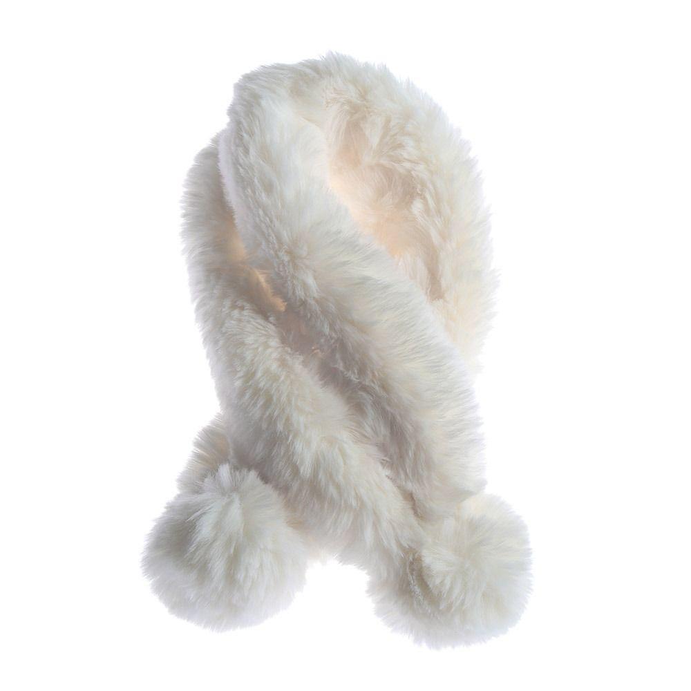 

Windproof Student Gift Rabbit Fur Shawl Fur Ball Cross Scarf Warm Bib Neckerchief Plush Scarfs бежевий