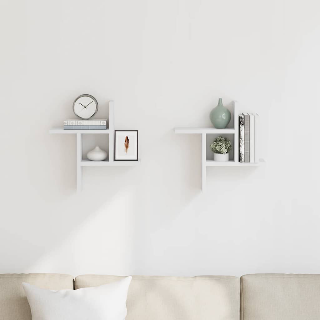 Wall Shelves 2 pcs. White 38 x 12 x 38 cm Engineered Wood