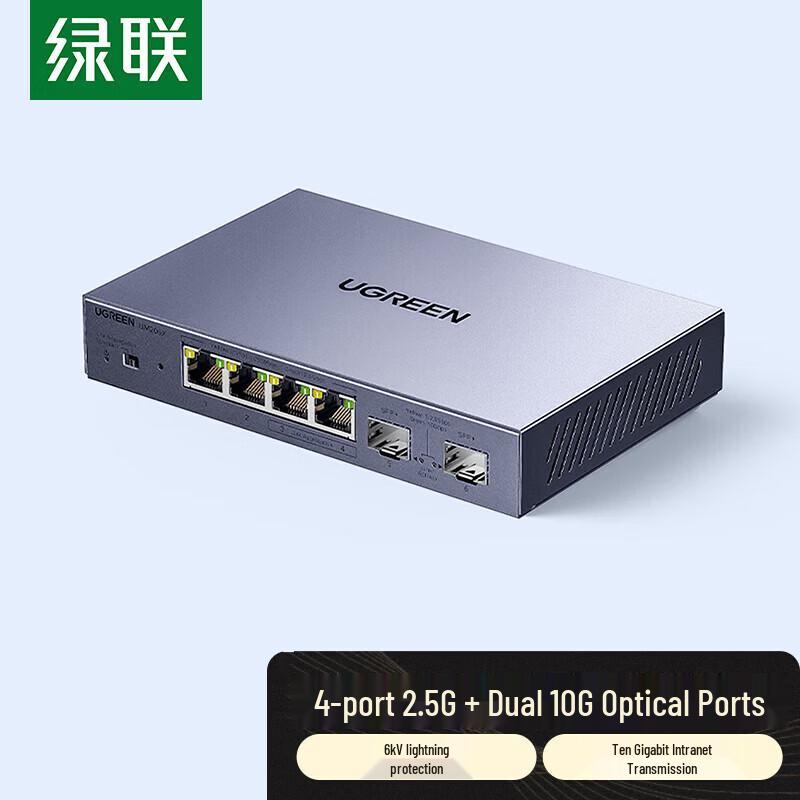 UGreen 6-Port 2,5G Ethernet-Switch mit 10G SFP+ Uplinks