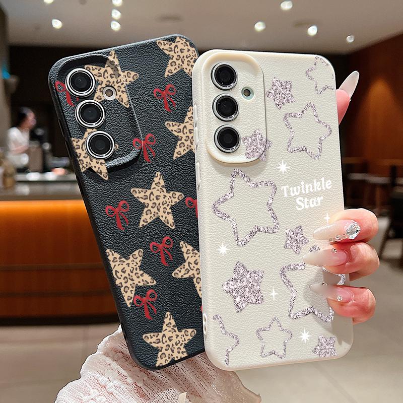 Creative Starry Stars Print Case For Samsung A57 A37 A17 A56 A36 A16 A55 A35 A15 A54 5G S21 FE S22 S23 S24 Plus S25 S26 Ultra Leather Texture Cover