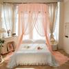 Single Dome Canopy Mosquito Net Extra Height and Extra Density,Lace Trim Canopy Mosquito Net for Floor-Standing Princess Beds