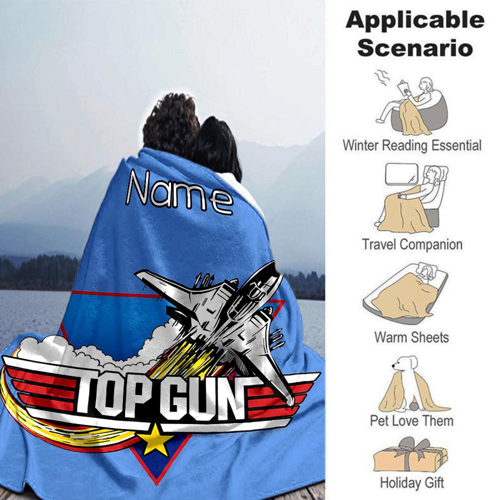 Customiz Name Personality Top Gun Maverick Blanket Soft &Warm Sofa Office Bed Travel Lunch Break Blanket, Gift Suitable All Seasons