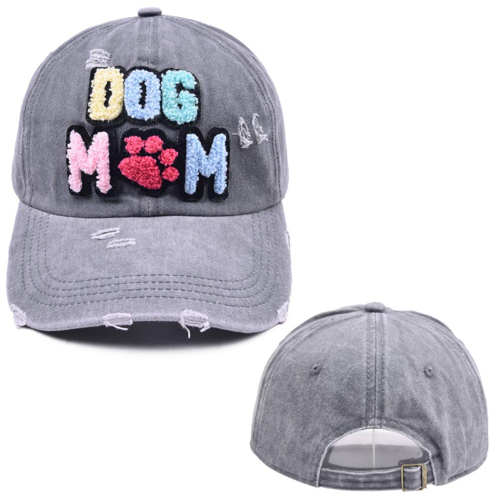 New Dog Mom Embroidered Adjustable Baseball Cap Women Washed Patch Snapback Casual Dad Hat Outdoor Cotton Hip Hop Trucker Caps