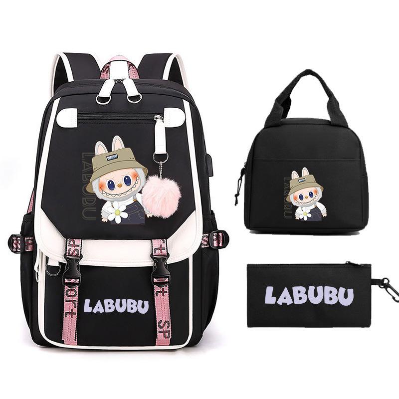New Labub Children's Schoolbag, Backpack, Shoulder Pencil Case, Three-piece Set, Cute.