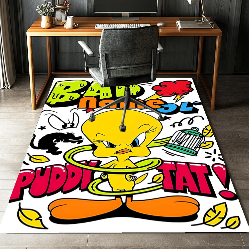 Custom Name Tweety Bird Printed Carpet,Rug for Office Chair Living Room Bedroom Kitchen Room Decor Gifts.