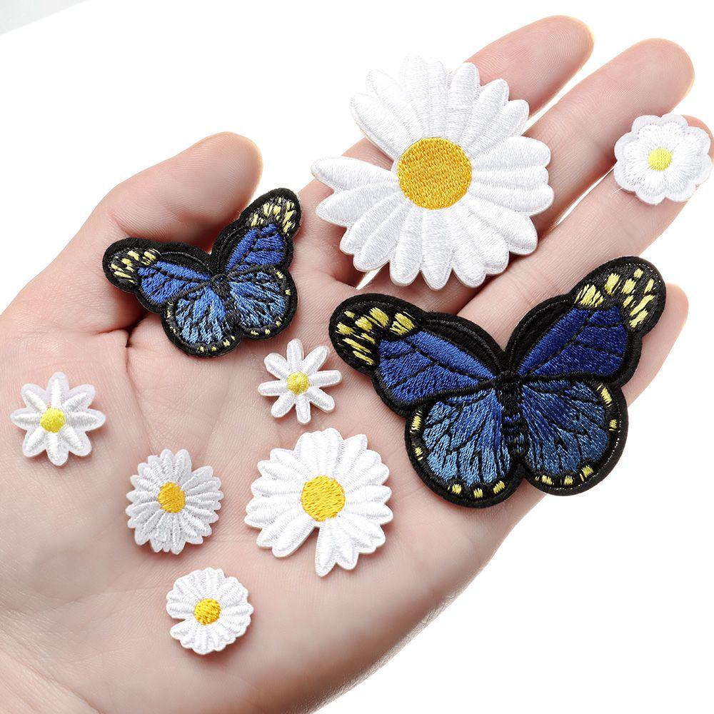 Autocolant Haine Pânză Brodată Fluture Aplică Termică Mică Margaretă Broderie